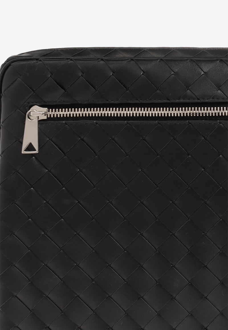 Bottega Veneta Intrecciato Leather Zip Laptop Holder Black 775552 V2HL0-8803