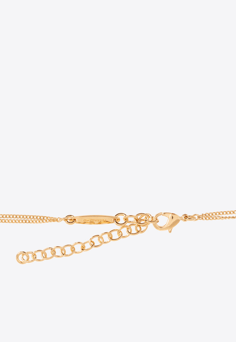 Salvatore Ferragamo Ganstars Gancini Charm Necklace Gold 760706 NKL GANSTRAS 770481-ORO