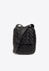 Bottega Veneta Mini Vertical Cobble Intrecciato Messenger Bag Black 776209 V3BD1-8803