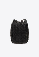 Bottega Veneta Mini Vertical Cobble Intrecciato Messenger Bag Black 776209 V3BD1-8803