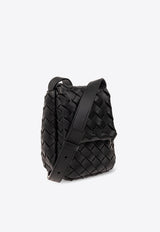 Bottega Veneta Mini Vertical Cobble Intrecciato Messenger Bag Black 776209 V3BD1-8803