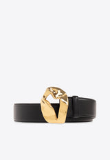 Bottega Veneta Abstract Buckle Leather Belt Black 776343 VCP31-1019