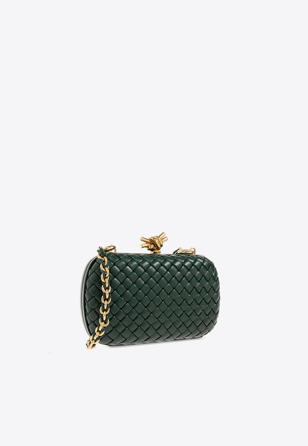 Bottega Veneta Knot Intrecciato Leather Minaudière Clutch Bag Emerald Green 776662 V01D1-3050