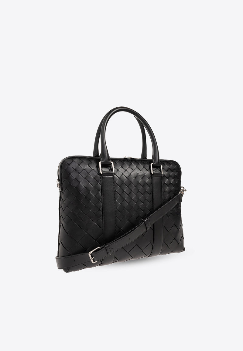 Bottega Veneta Slim Dégradé Intrecciato Leather Briefcase Black 778081 V3R51-8803