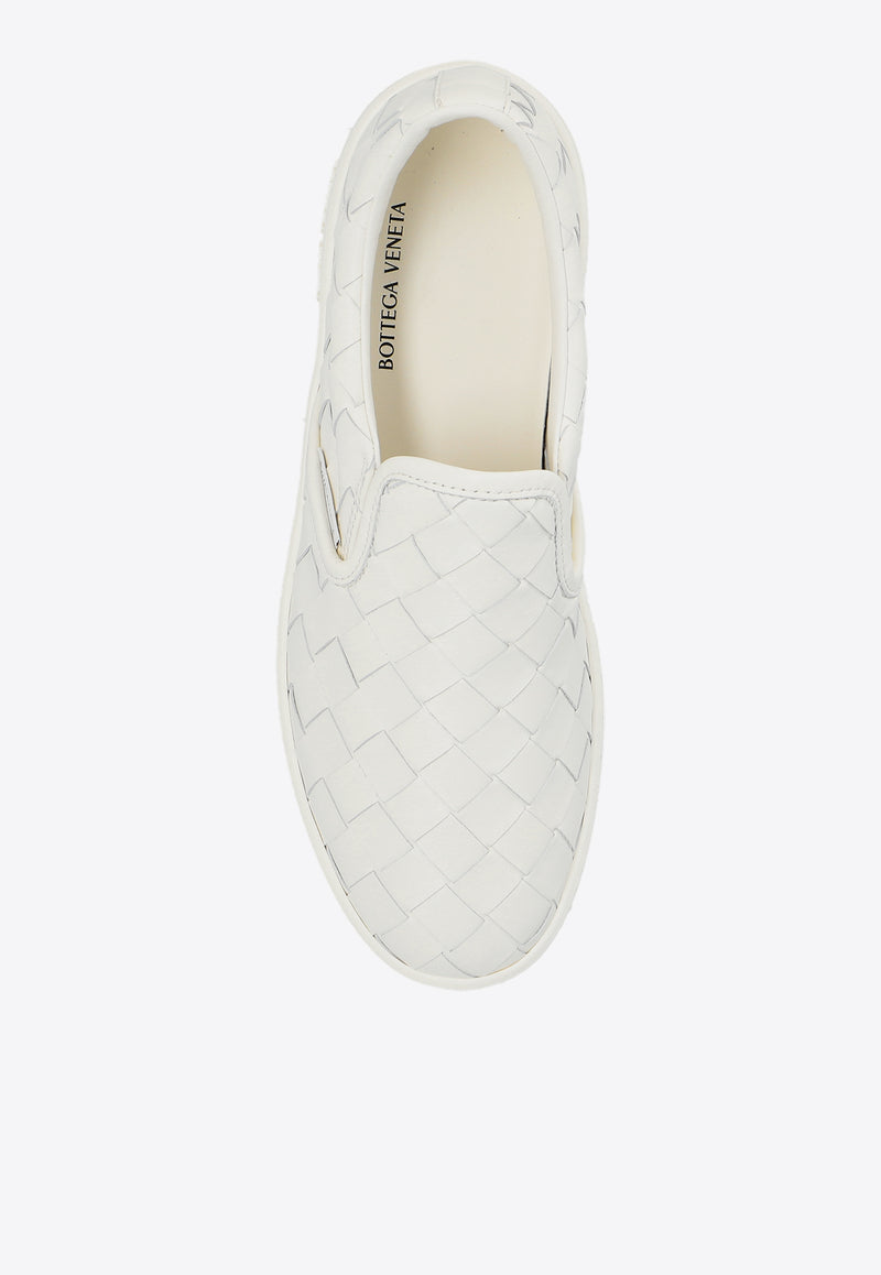 Bottega Veneta Sawyer Intrecciato Leather Slip-On Sneakers White 780530 V3HB0-9013