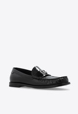 Dolce & Gabbana DG Logo Brushed Leather Loafers Black A30248 AQ237-80999