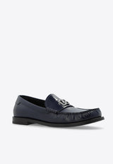 Dolce & Gabbana DG Logo Brushed Leather Loafers Navy A30248 AQ237-80679