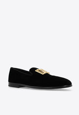 Dolce & Gabbana Leonardo DG Logo Velvet Loafers Black A50605 A6808-80999