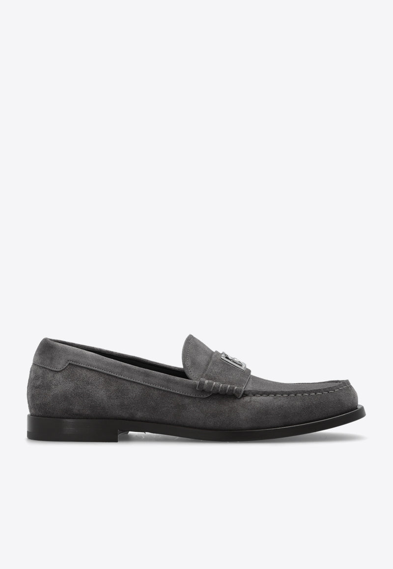 Dolce & Gabbana DG Logo Suede Loafers Gray A30248 AT441-80730