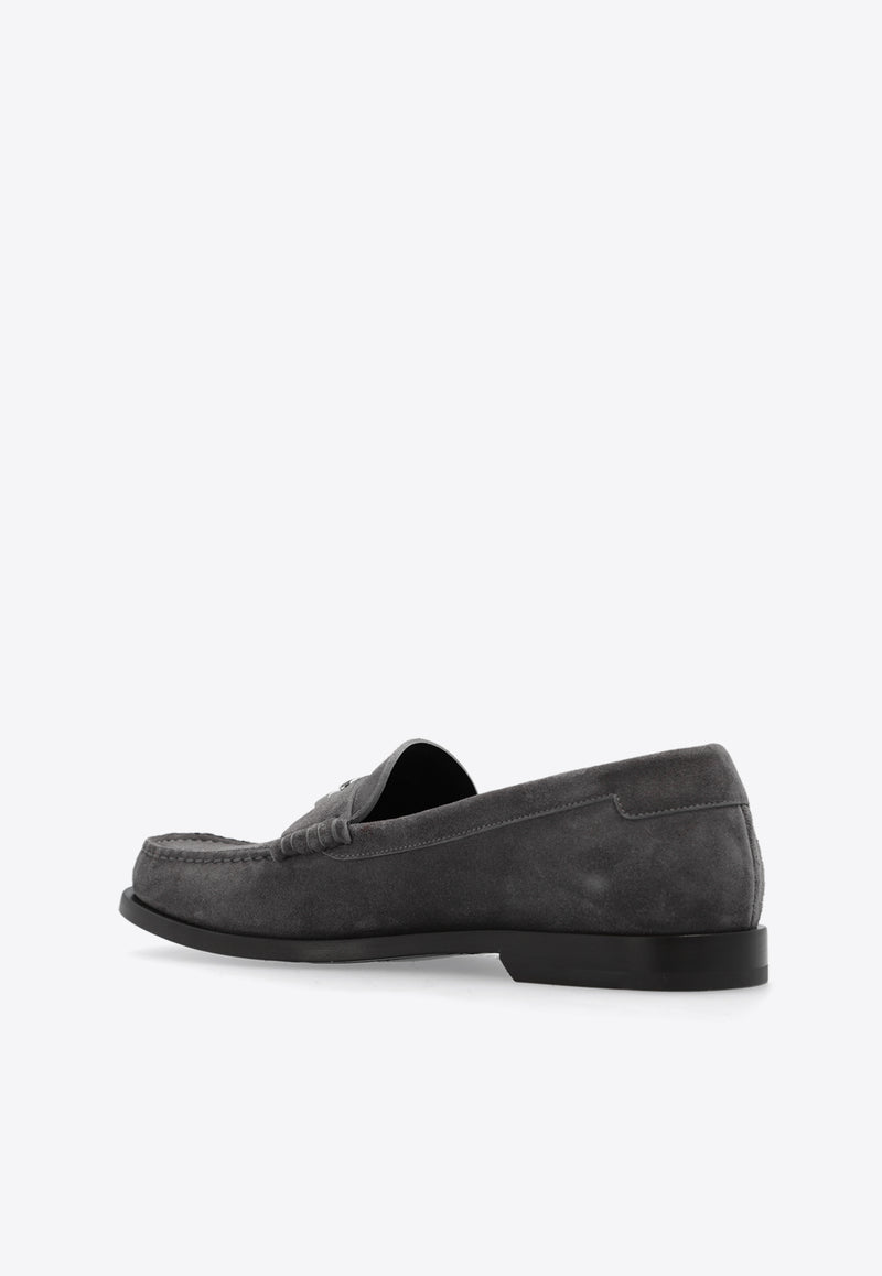 Dolce & Gabbana DG Logo Suede Loafers Gray A30248 AT441-80730