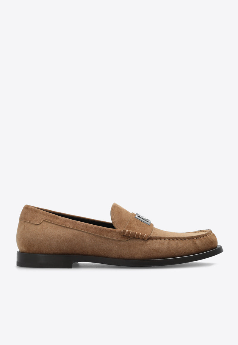 Dolce & Gabbana DG Logo Suede Loafers Beige A30248 AT441-80024