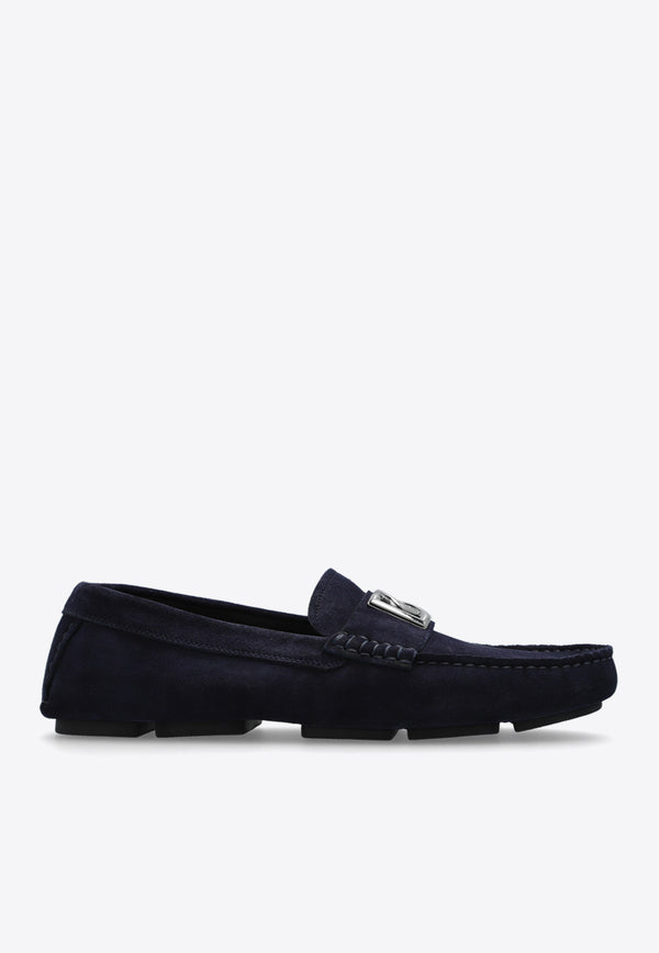 Dolce & Gabbana DG Logo Suede Loafers Navy A50598 AT441-86115