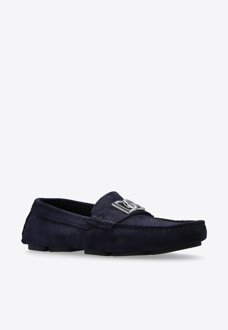 Dolce & Gabbana DG Logo Suede Loafers Navy A50598 AT441-86115