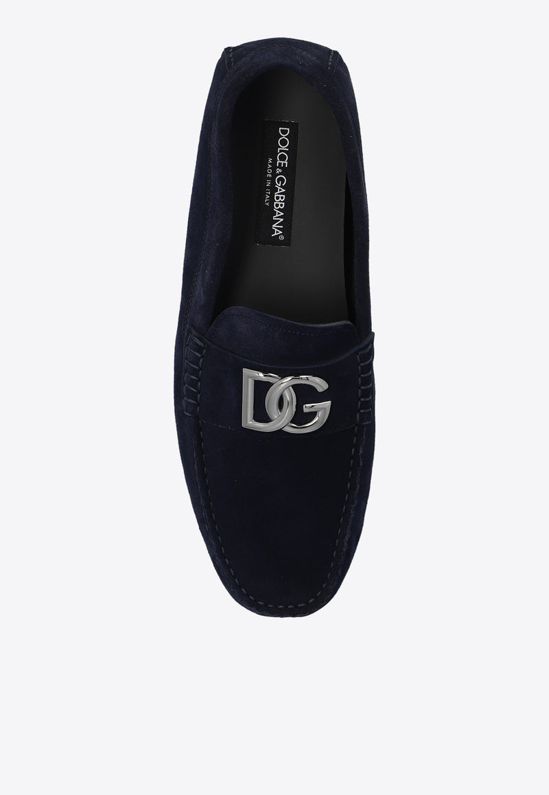 Dolce & Gabbana DG Logo Suede Loafers Navy A50598 AT441-86115