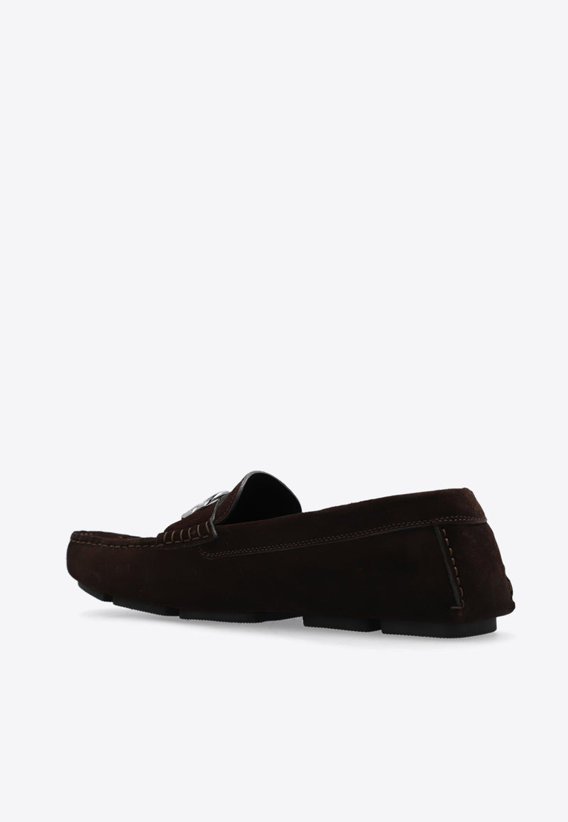 Dolce & Gabbana DG Logo Suede Loafers Brown A50598 AT441-80081