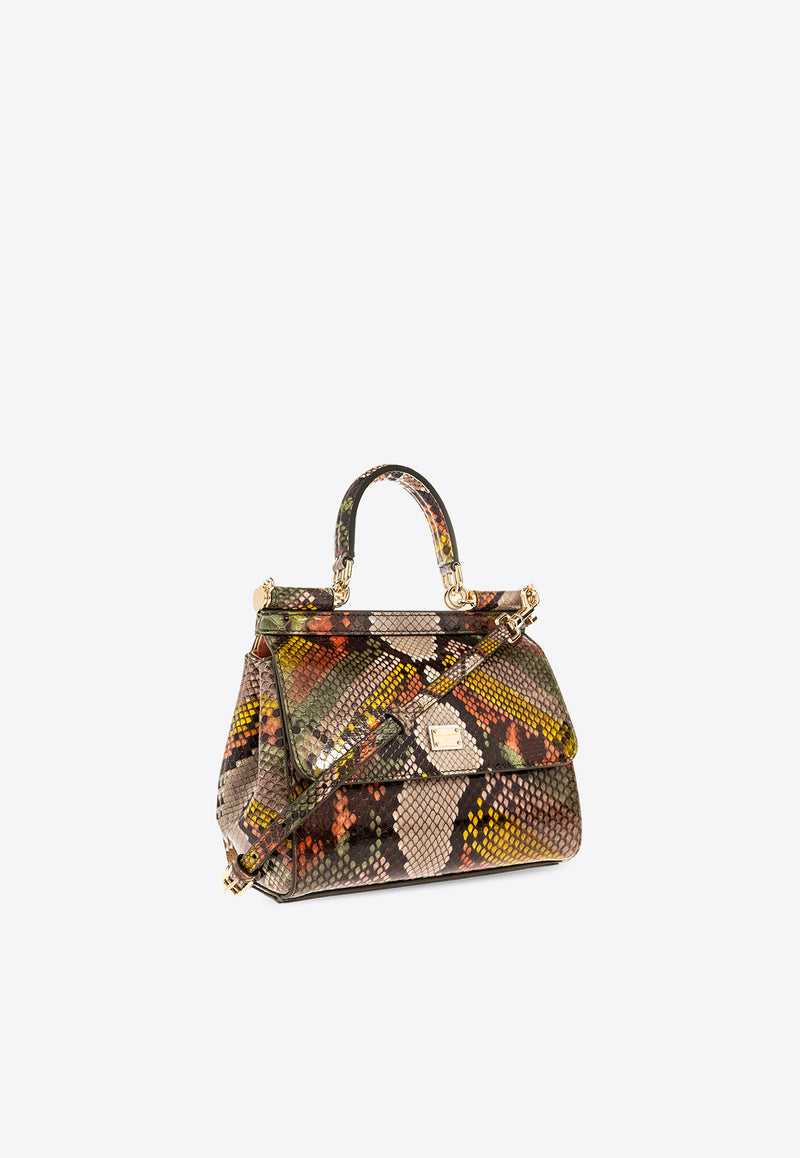 Dolce & Gabbana Medium Sicily Python Skin Top Handle Bag Multicolor BB6003 A2Y64-8S833