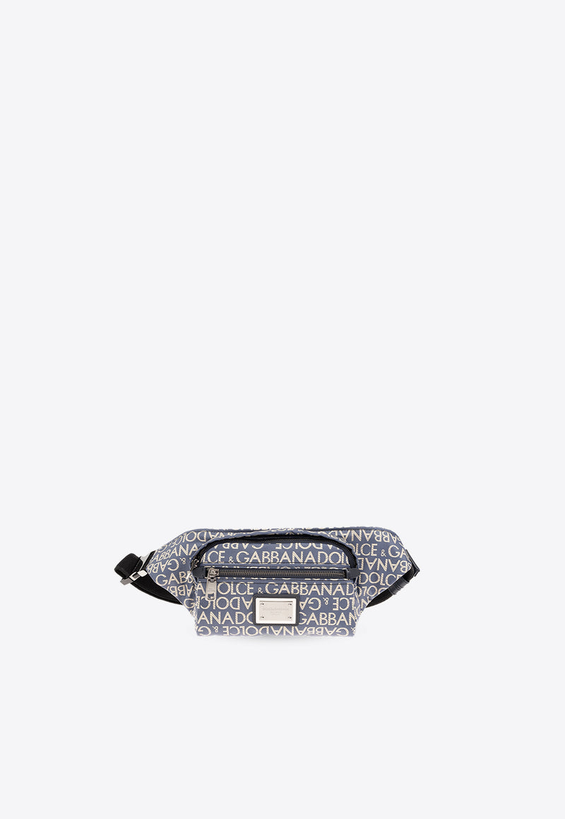 Dolce & Gabbana Small Coated Jacquard Belt Bag Blue BM2218 AJ705-8L625