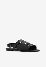 Dolce & Gabbana DG Logo Leather Sandals
 Black A80433 AO602-80999