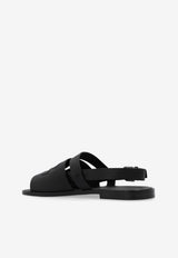 Dolce & Gabbana DG Logo Leather Sandals
 Black A80433 AO602-80999