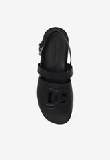 Dolce & Gabbana DG Logo Leather Sandals
 Black A80433 AO602-80999