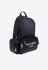 Dolce & Gabbana Rubberized Logo Nylon Backpack Navy BM2197 AG182-8C653