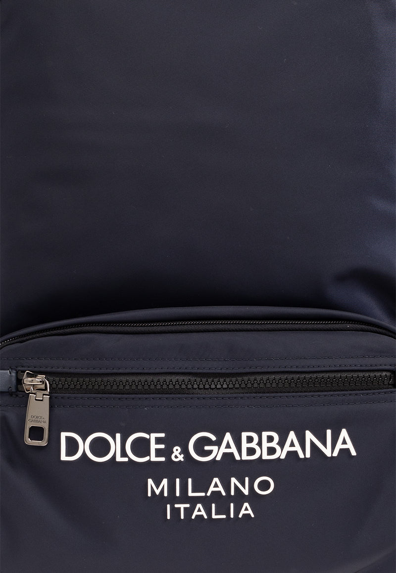 Dolce & Gabbana Rubberized Logo Nylon Backpack Navy BM2197 AG182-8C653