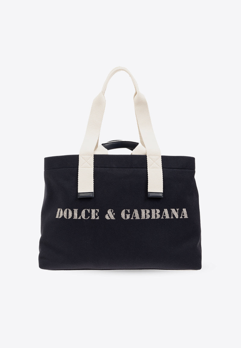 Dolce & Gabbana Logo Print Drill Holdall Navy BM2301 AR757-HBXWW