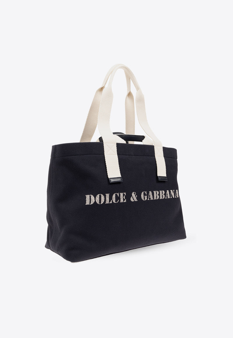 Dolce & Gabbana Logo Print Drill Holdall Navy BM2301 AR757-HBXWW