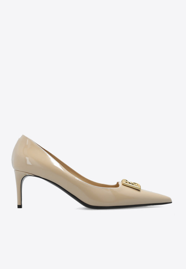 Dolce & Gabbana Lollo 60 DG Logo Pumps in Patent Leather Beige CD1807 A1037-8H005