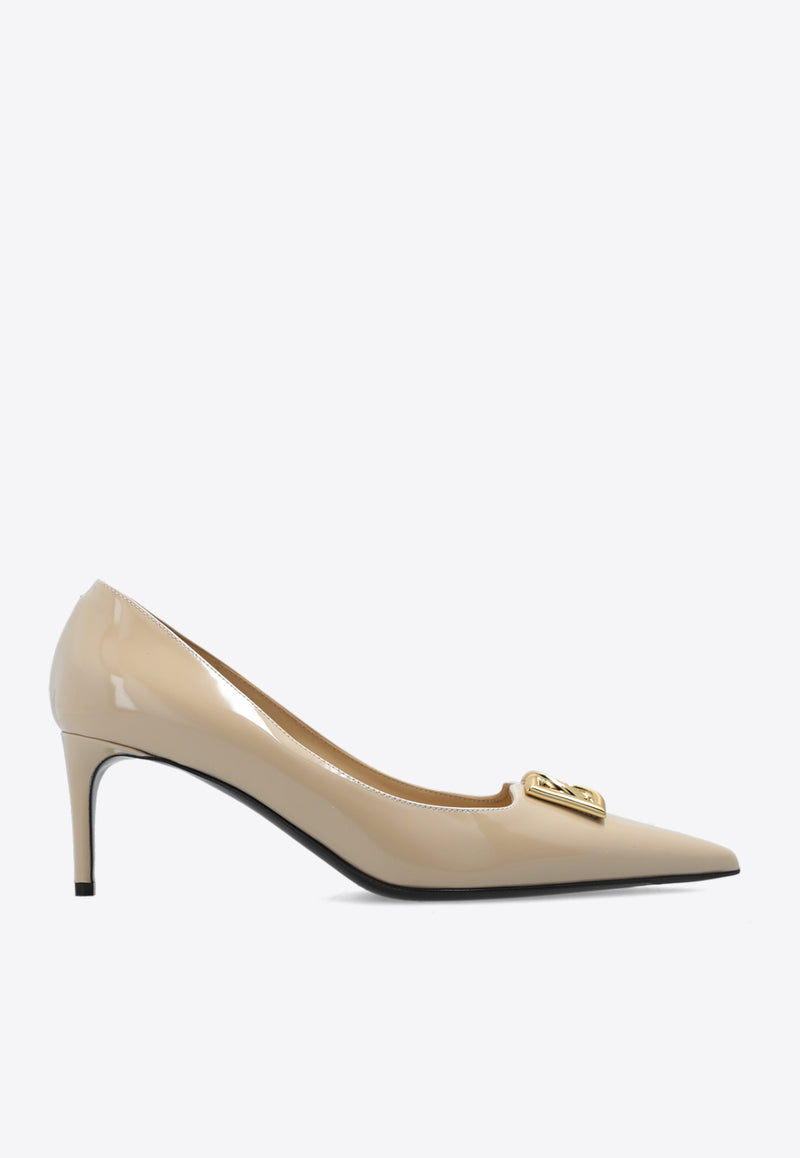 Dolce & Gabbana Lollo 60 DG Logo Pumps in Patent Leather Beige CD1807 A1037-8H005