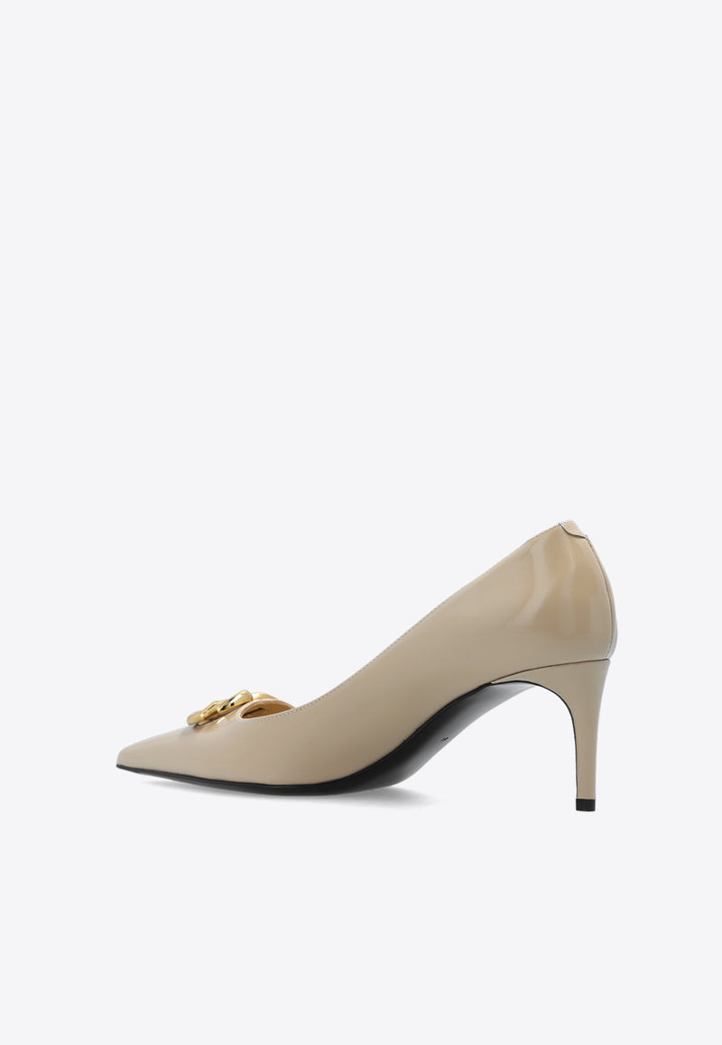 Dolce & Gabbana Lollo 60 DG Logo Pumps in Patent Leather Beige CD1807 A1037-8H005