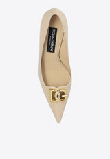 Dolce & Gabbana Lollo 60 DG Logo Pumps in Patent Leather Beige CD1807 A1037-8H005