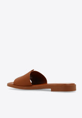 Chloé Marcie Leather Flat Sandals Brown CHC24S00U H3-242