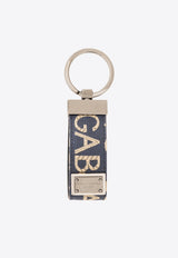 Dolce & Gabbana Logo Plaque Jacquard Keyring Blue BP1371 AJ705-8L625