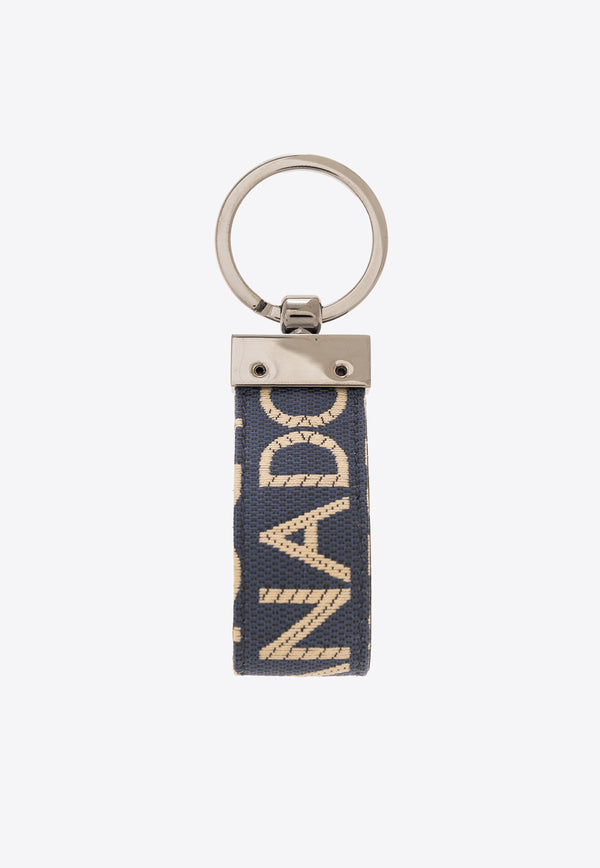 Dolce & Gabbana Logo Plaque Jacquard Keyring Blue BP1371 AJ705-8L625