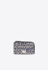 Dolce & Gabbana Logo Jacquard Zip Cardholder Navy BP3274 AJ705-8L625