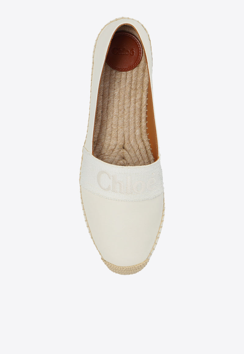 Chloé Piia Logo Embroidered Espadrilles White CHC24S983 H7-101