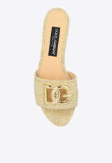 Dolce & Gabbana Bianca DG Logo Raffia Flat Sandals Beige CQ0592 AR344-80738