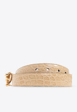 Versace La Medusa Croc-Embossed Leather Belt  Beige DCDD442 1A08724-1KD4V