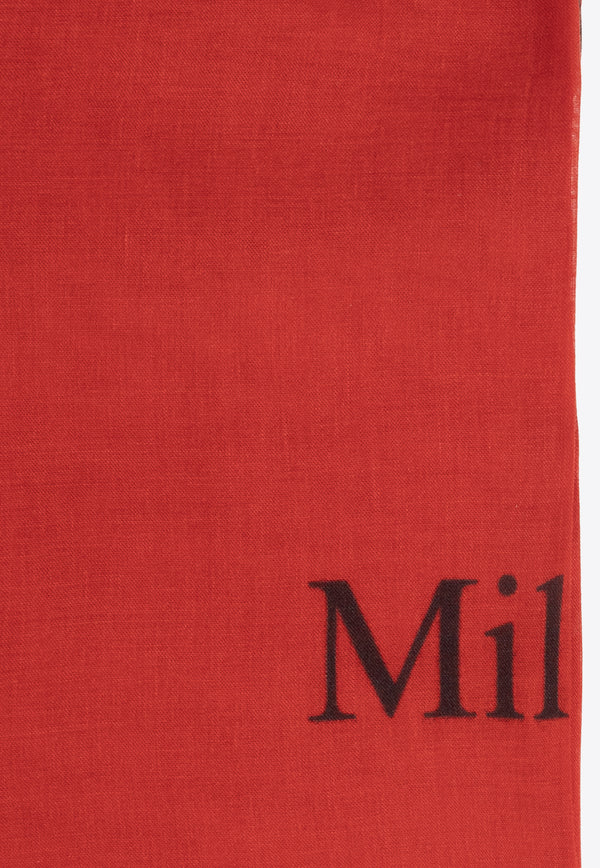 Moschino Logo Lettering Print Scarf Red E3125 M2883-001