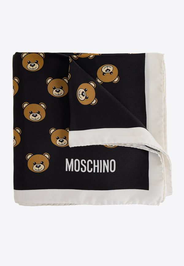 Moschino All-Over Teddy Bear Print Silk Scarf Black E5146 M5705-005