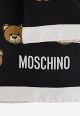 Moschino All-Over Teddy Bear Print Silk Scarf Black E5146 M5705-005