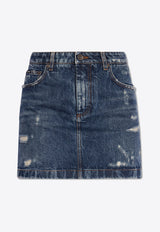 Dolce & Gabbana Distressed Denim Mini Skirt  Blue F4CPKD G8KR1-S9001