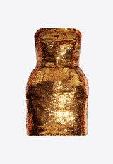 Dolce & Gabbana Strapless Sequined Mini Dress Gold F6DFCT FLMII-S0997