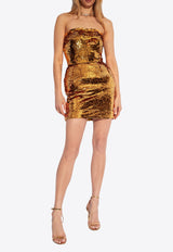 Dolce & Gabbana Strapless Sequined Mini Dress Gold F6DFCT FLMII-S0997