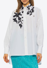 Dolce & Gabbana Floral Lace Applique Long-Sleeved Shirt White F5P62T GDB8O-W0800