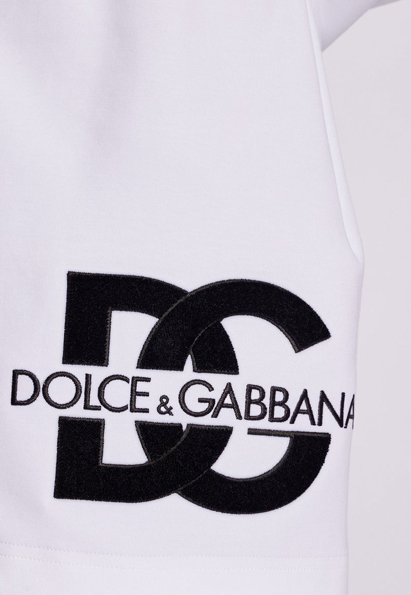 Dolce & Gabbana DG Logo Patch Jersey Mini Skirt  White F4CSKZ GDB7B-W0800