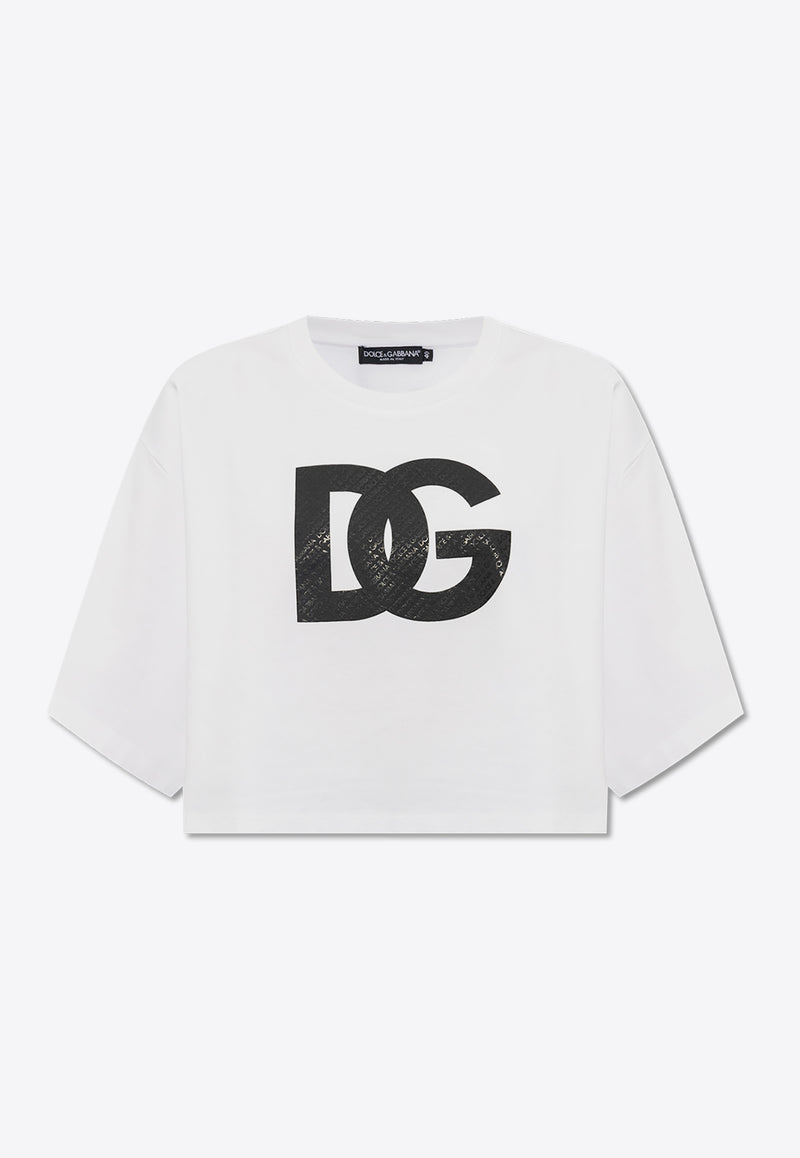 Dolce & Gabbana DG Logo Cropped T-shirt White F8U81T GDB6Q-W0800