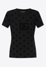 Dolce & Gabbana Velvet Monogram T-shirt Black F8T00T GDB9K-N0000