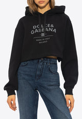 Dolce & Gabbana Logo Print Cropped Hooded Sweatshirt Black F9R32T GDB7E-N0000